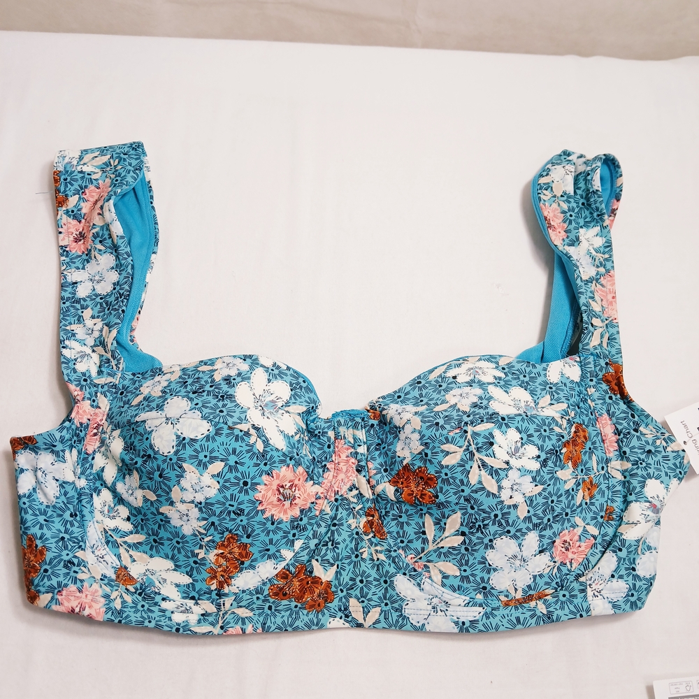 Time and Tru Floral Blue and Pink Swim Set Women's Size Bottoms L TOP 1X - Picture 4 of 12